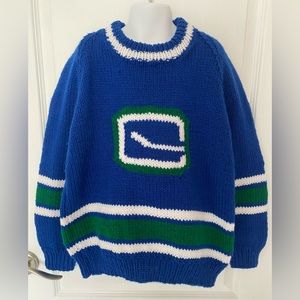 New Hand Knit Vancouver Canucks Jersey Sweater Kids Size 10